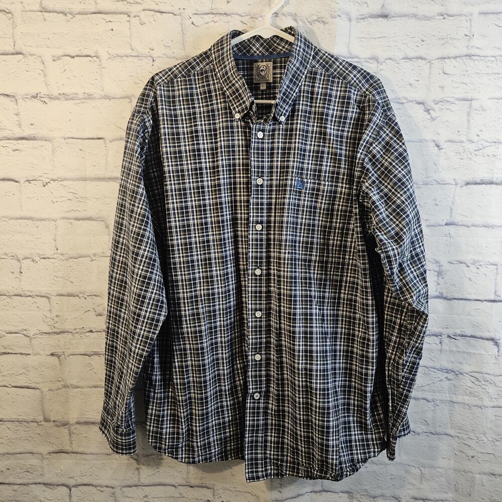 Cinch Button Down Shirt Long Sleeve Men's Large Cotton Plaid Cowboy Western